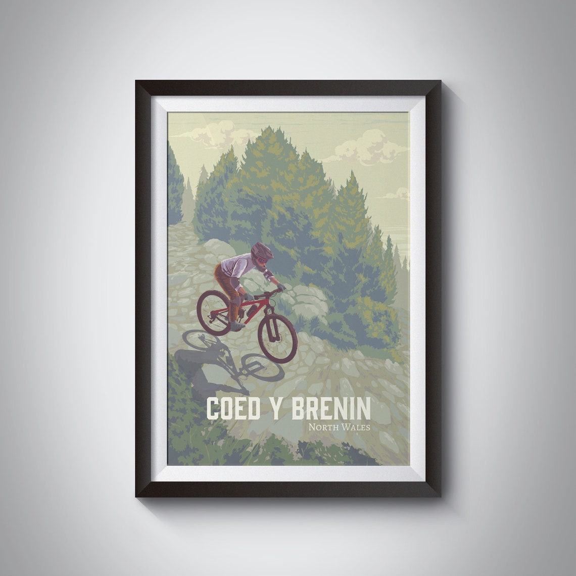 Coed Y Brenin Mountain Biking Poster Snowdonia National Park North Wales Cadair Idris Forest Mtb Trail Bike Park Wales Cycling Art