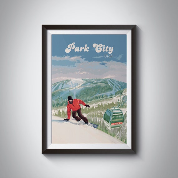 Park City Snowboarding Poster Utah Usa Deer Valley Resort Vintage Travel Poster Salt Lake City Skiing Wasatch Range Gift Retro Art