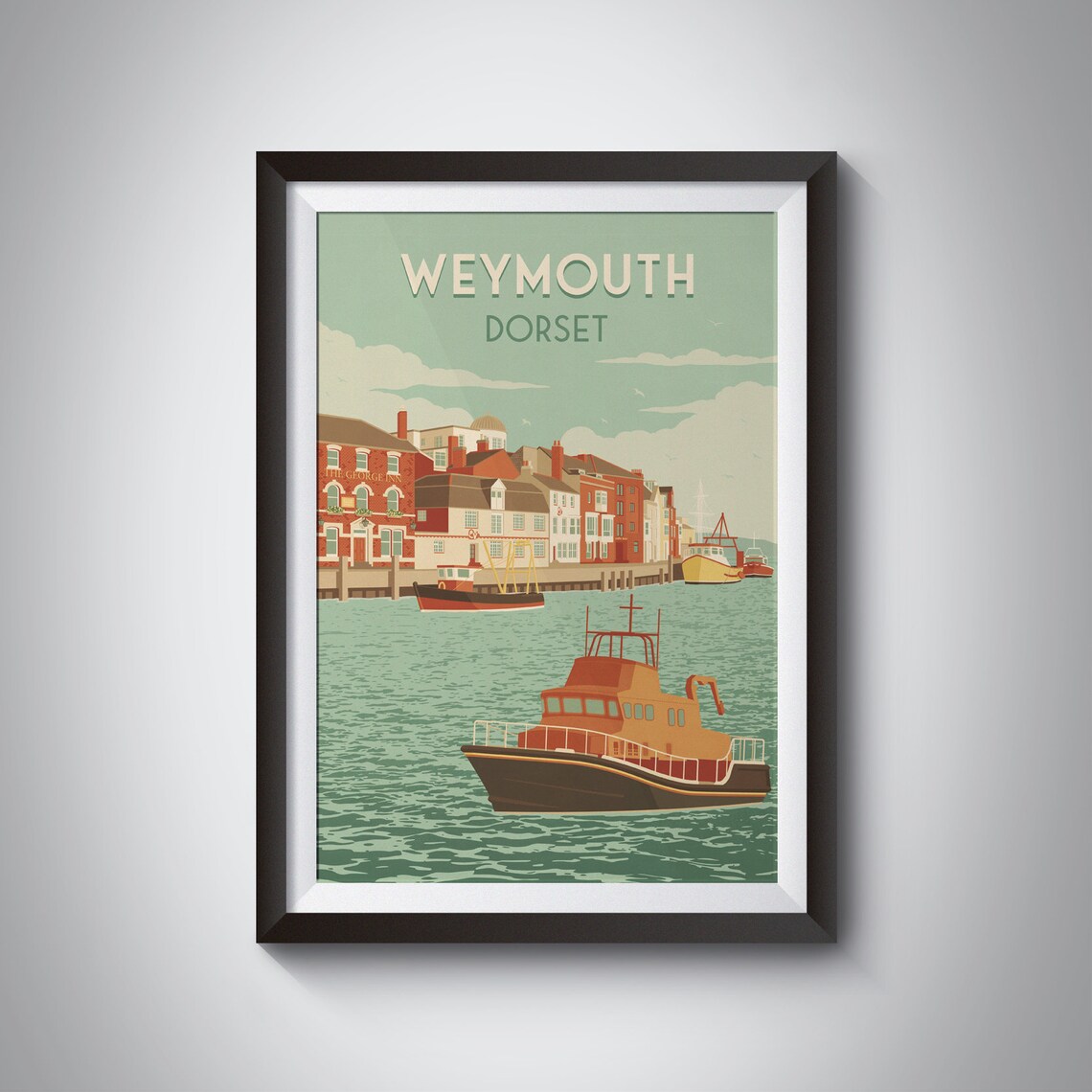 Weymouth Travel Poster, Dorset Seaside Print