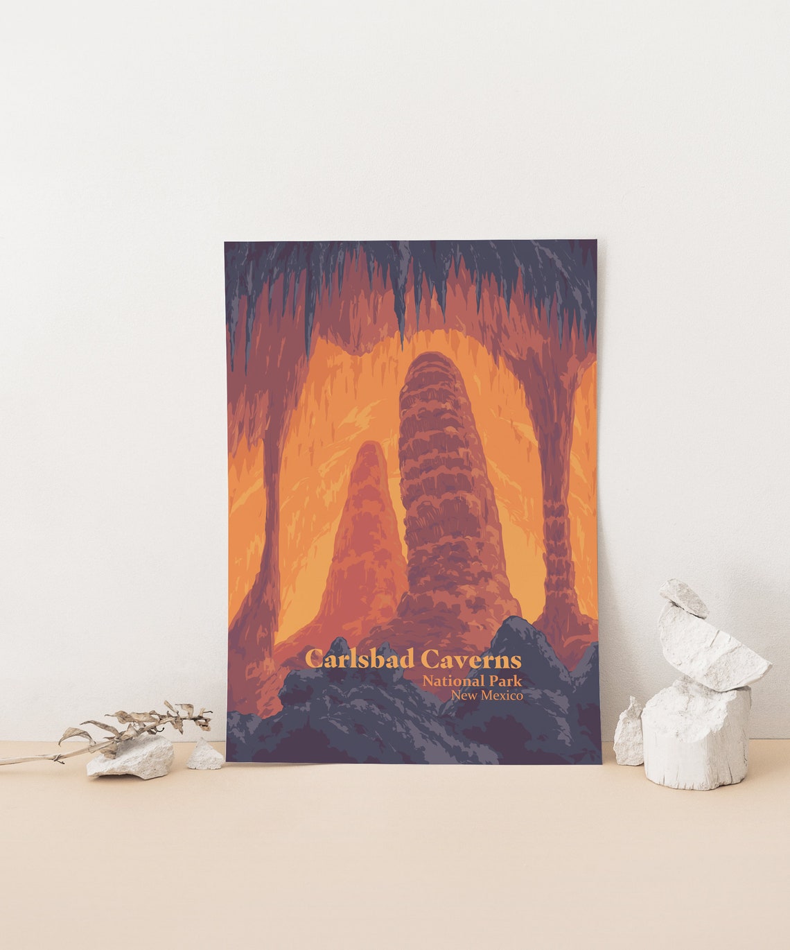 Carlsbad Caverns National Park Glowing Orange Cave Interior Poster - Image 4