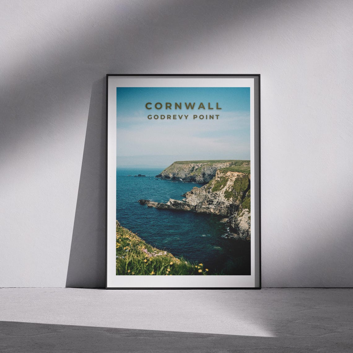 Cornwall Godrevy Point Coastal Cliffs Ocean View Travel Poster