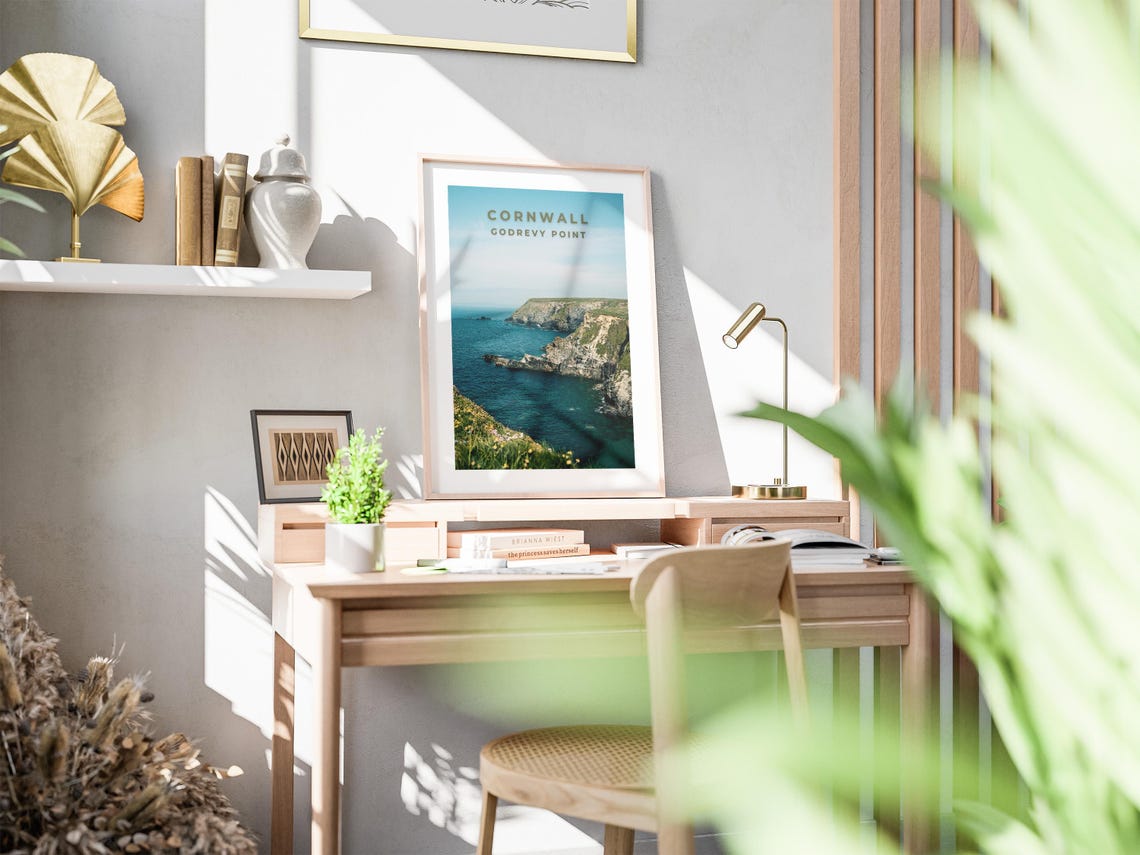 Cornwall Godrevy Point Coastal Cliffs Ocean View Travel Poster - Image 3