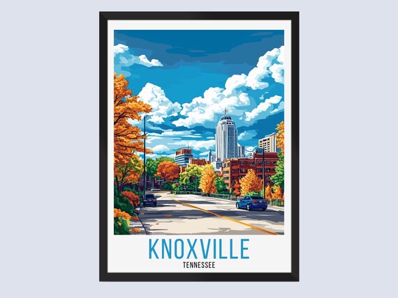 Downtown Knoxville Tennessee Autumn Street Cityscape Travel Poster