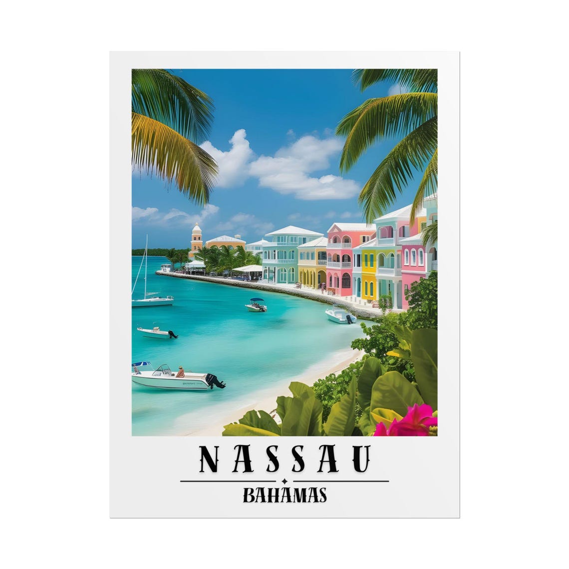 Nassau Bahamas Travel Poster Nassau Bahamas Wall Art Nassau Bahamas Print Nassau Bahamas Rolled Poster Nassau Bahamas Poster Nassau Art - Image 2