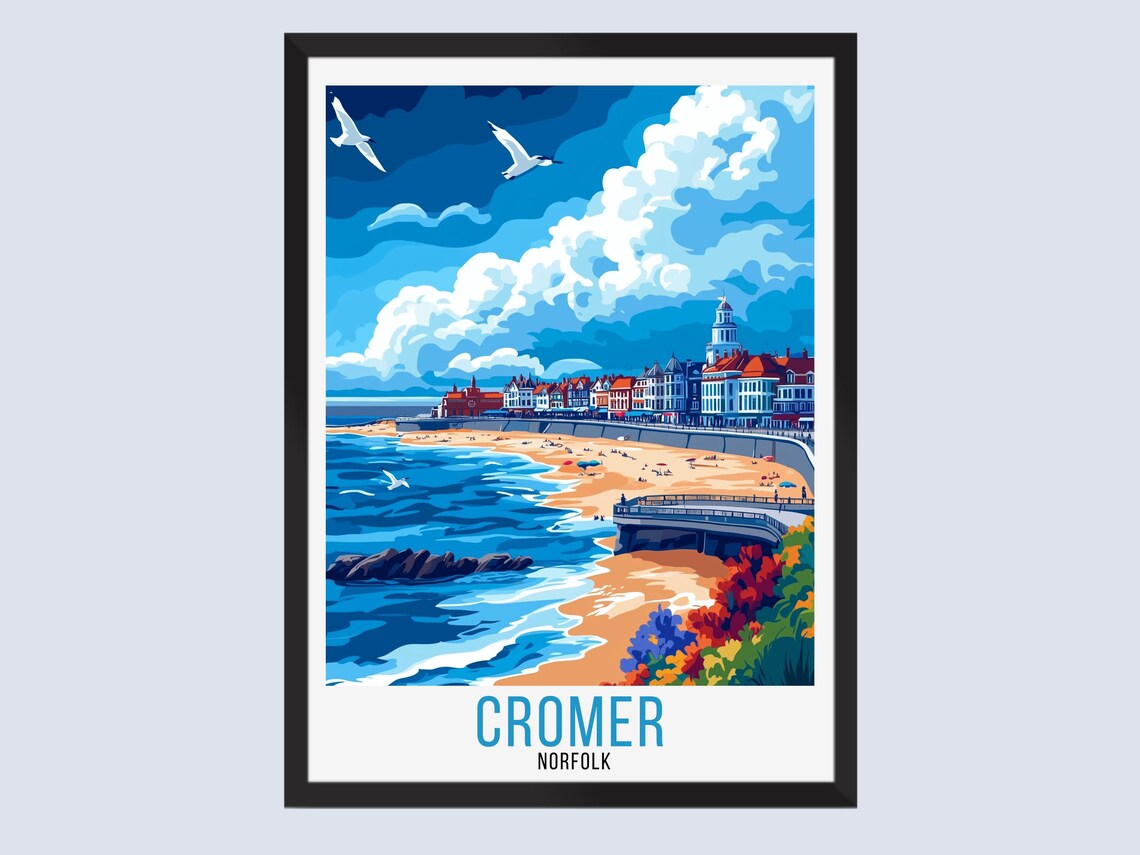 Cromer Norfolk England Beach Coastline Vintage Travel Poster