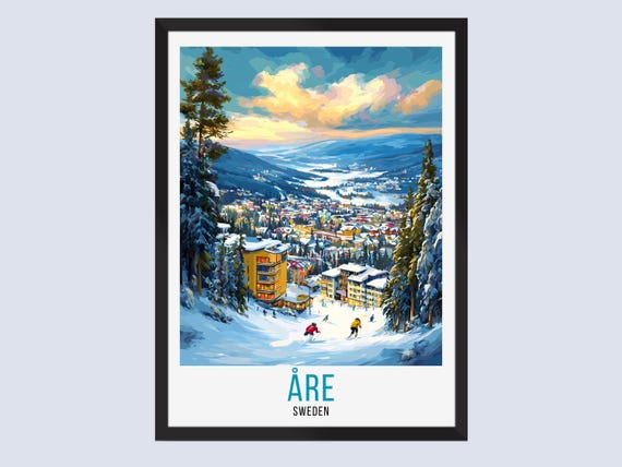 Re Sweden Travel Poster Print Wall Art Ski Resort