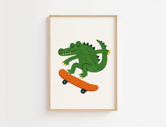Shredder The Skateboarding Crocodile Kids Playroom Fun Poster