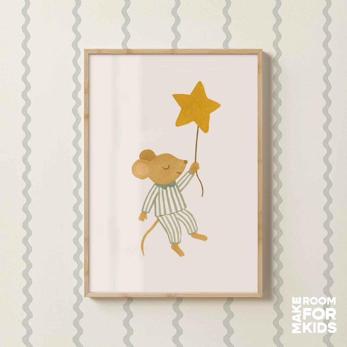 Little Mouse And Star Prints Bedtime Balloon Nursery Toddler Bedroom Sleep Tight Sleeping Animals
