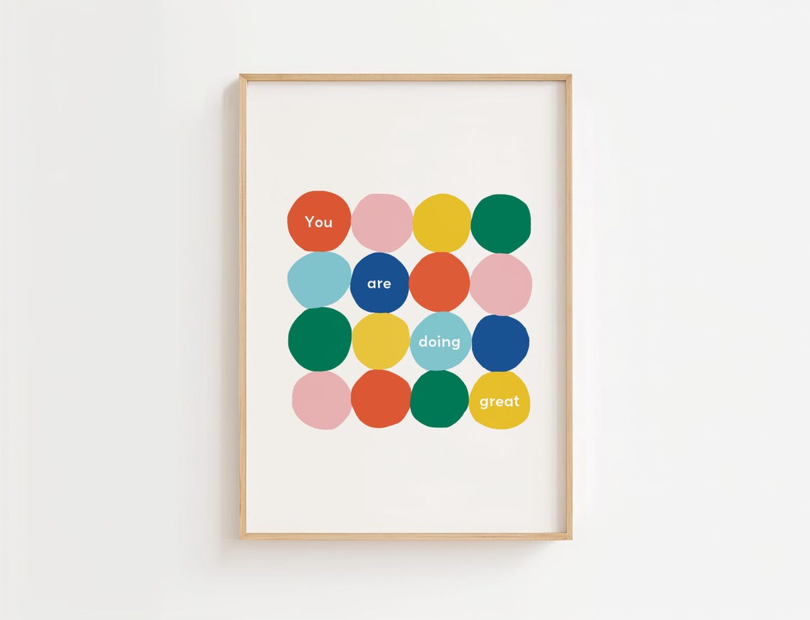 You Are Doing Great Colorful Dots Motivational Quote Wall Art