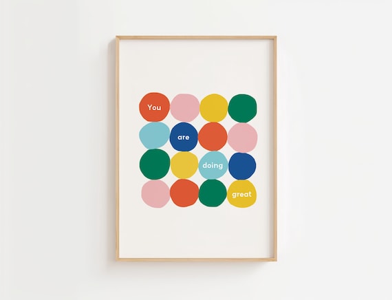 You Are Doing Great Colorful Dots Motivational Quote Wall Art