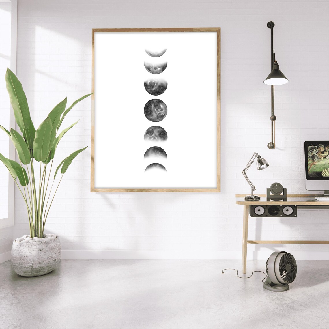 Moon Phase Wall Art, Minimalist Watercolor Art Print - Image 3