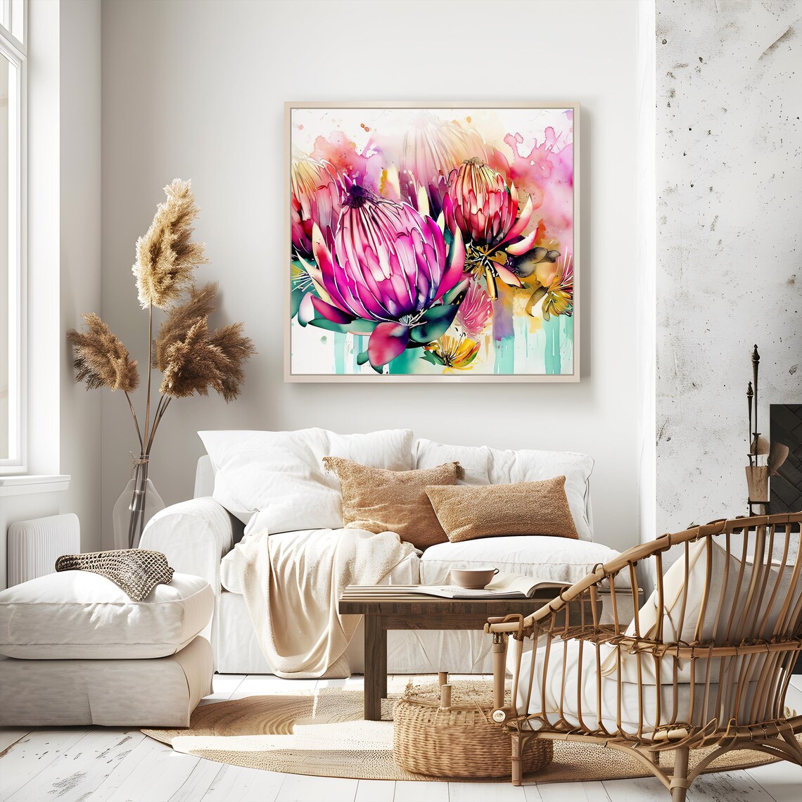 Watercolor Protea, Modern Boho Decor Art Print - Image 5