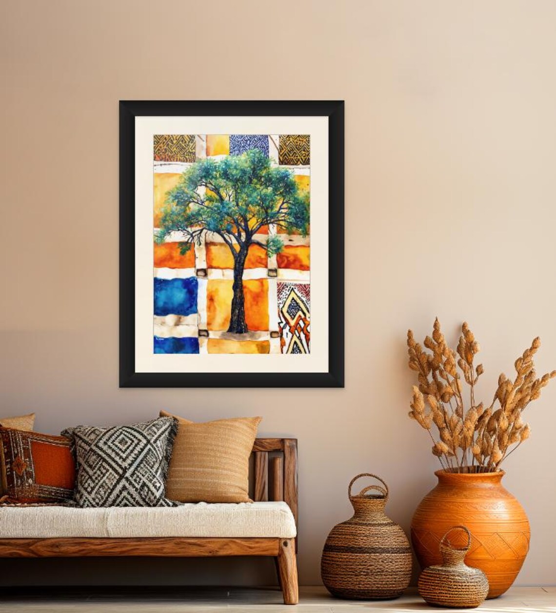 African Acacia Tree Boho Watercolor Art - Image 5