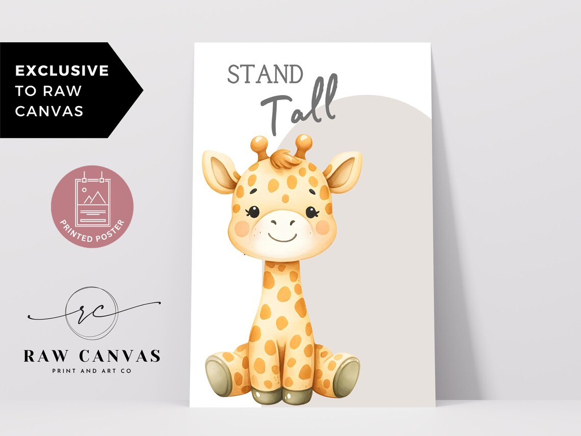 Stand Tall Giraffe, Boho Safari Nursery Art Print