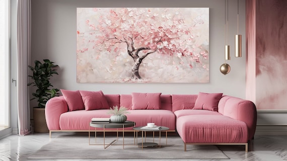 Pink and White Tree Abstraction Wall Art Print