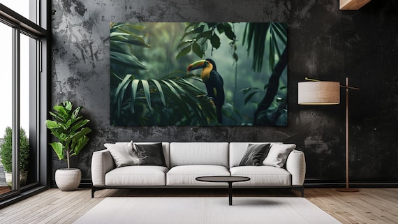 Toucan in Jungle Green, Luxury Nature Wall Art Print