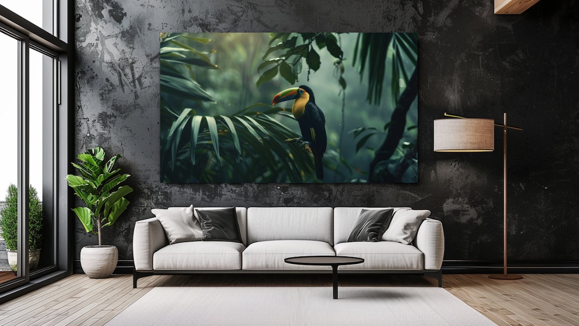Toucan in Jungle Green, Luxury Nature Wall Art Print