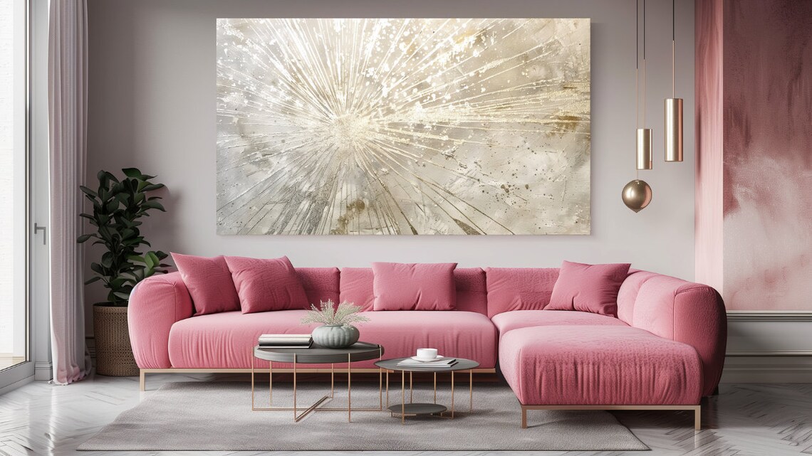 Sunburst Pattern Abstract Art Print, Gold Decor