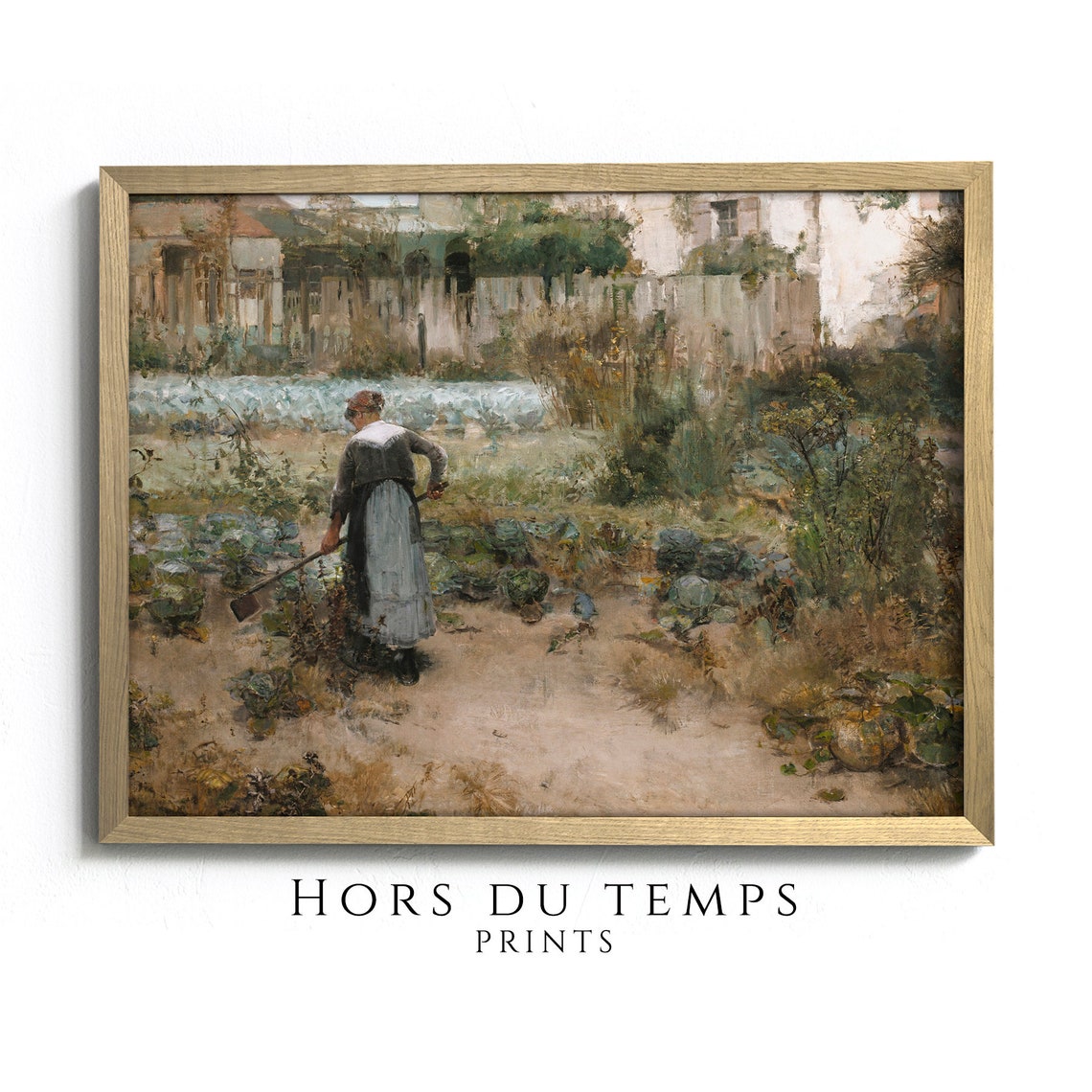 Woman Gardening Vegetable Garden Vintage Impressionist Wall Poster