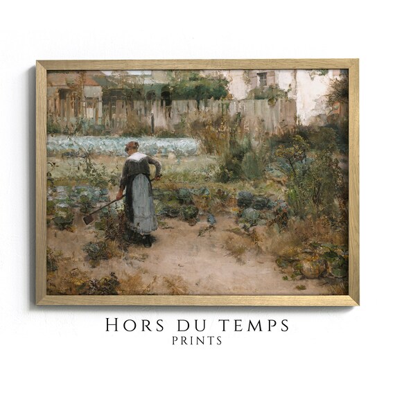 Muted Vegetable Garden Painting Moody Countryside Art Vintage Rustic Wall Decor Hors Du Temps Prints