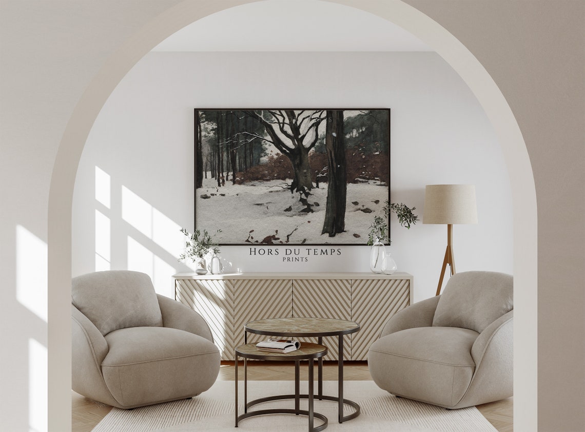 Snowy Forest With Bare Trees Winter Watercolor Painting Poster - Image 2