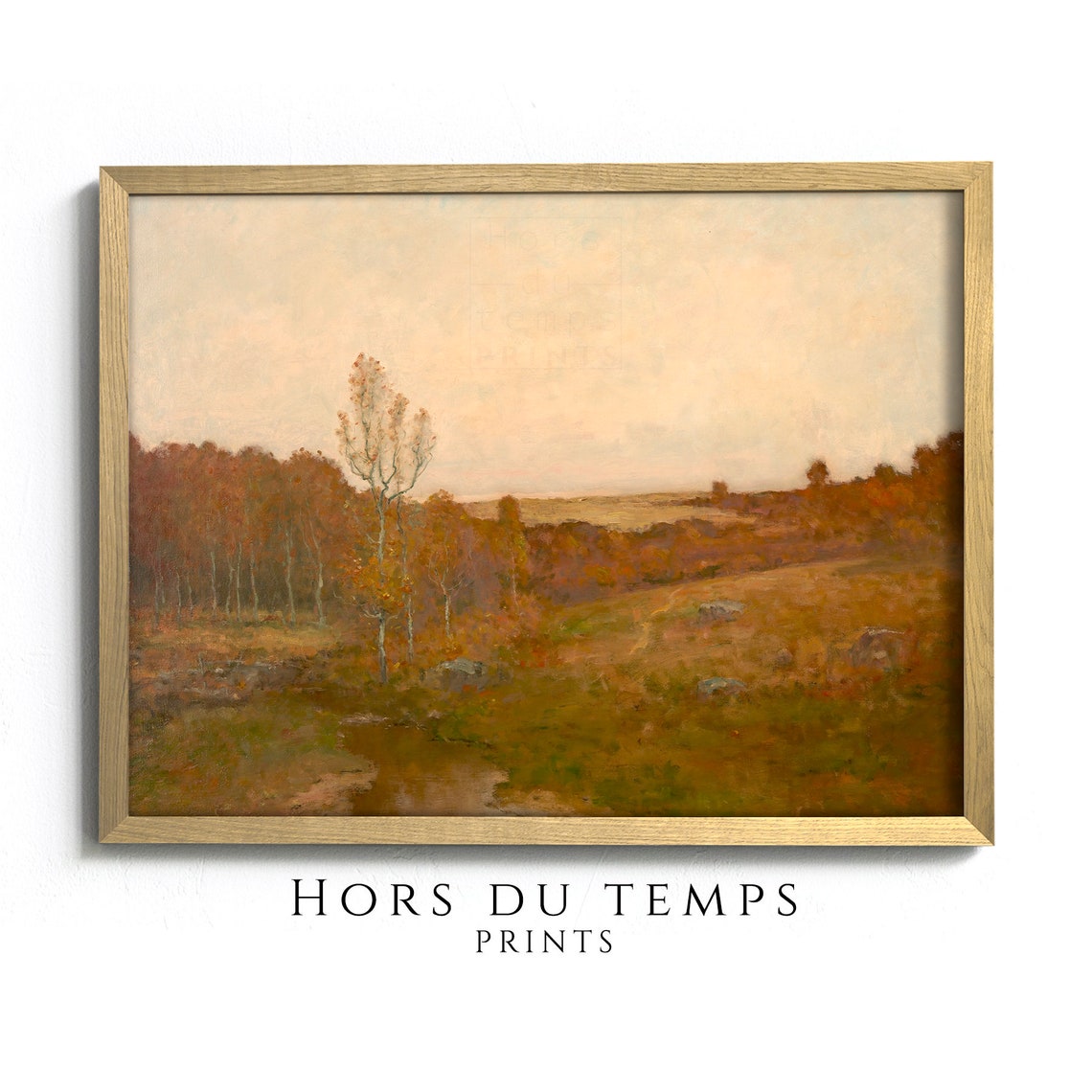 Autumn Field Lone Tree Warm Tone Antique Farmhouse Wall Poster