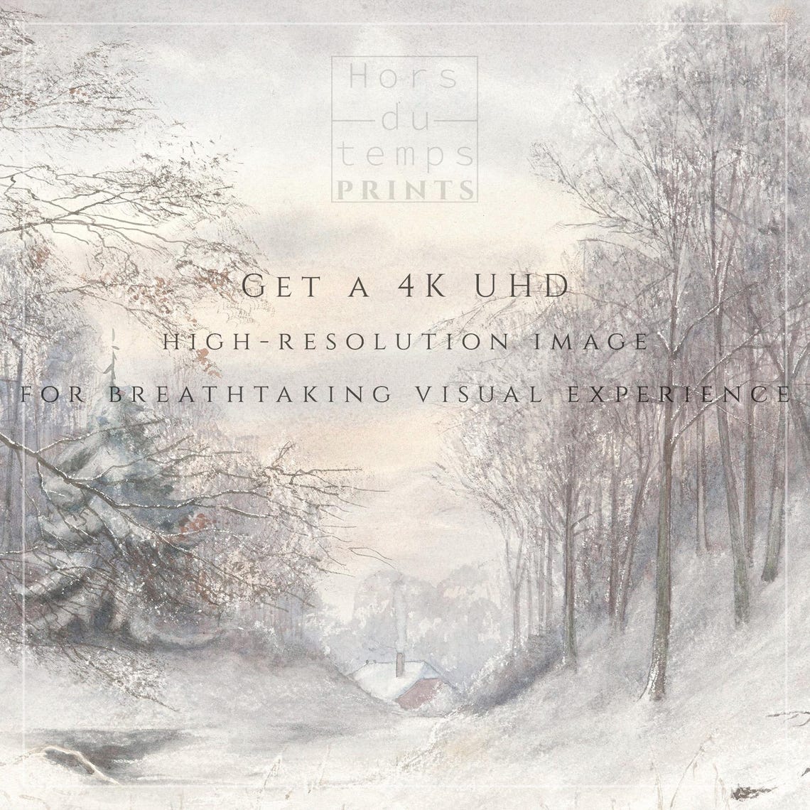 Misty Snowy Woodland With Bare Trees Vintage Winter Landscape Poster - Image 2