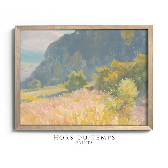 Colorful Meadow Field Landscape Painting Antique Country Rustic Farmhouse Art Hors Du Temps Prints