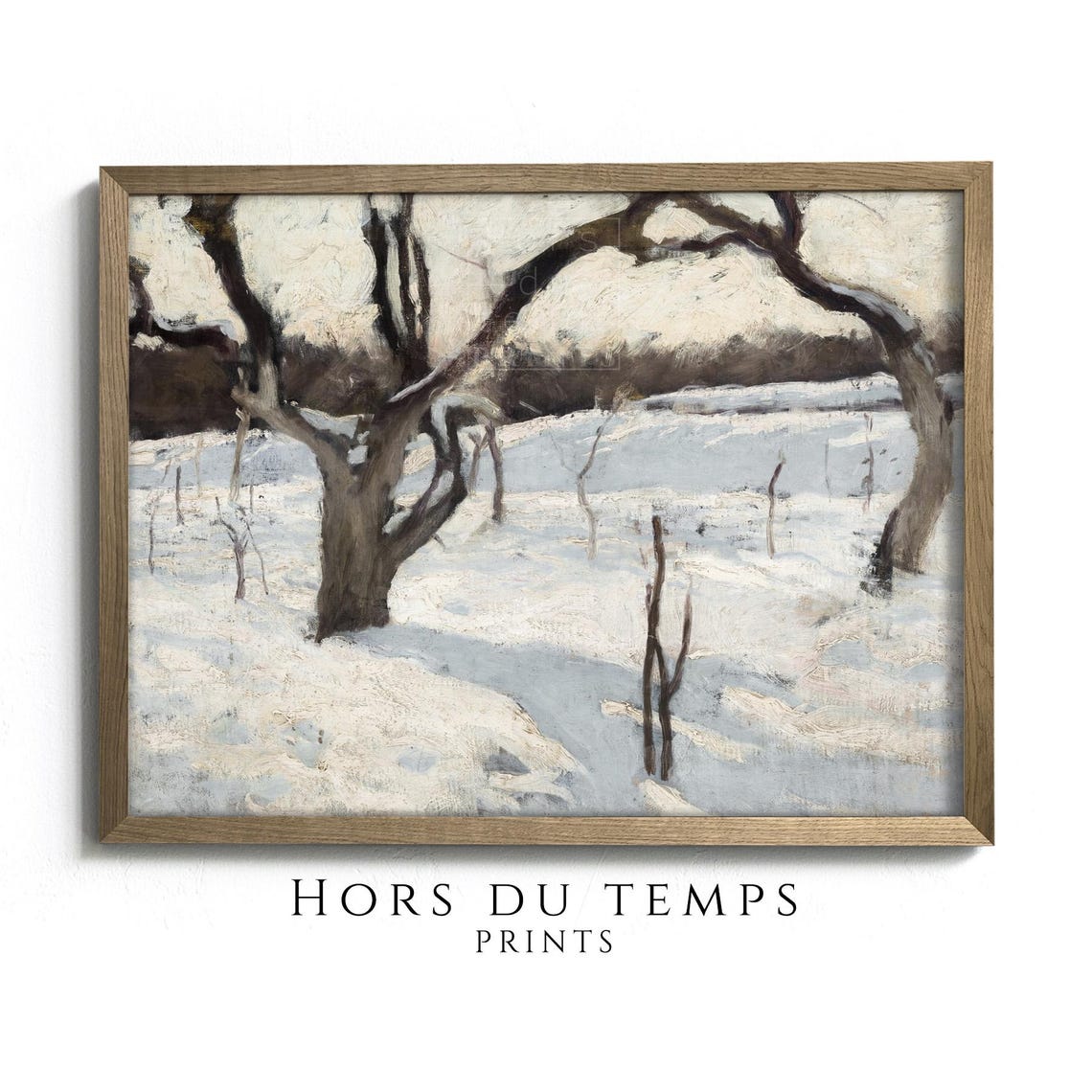 Vintage Snowy Winter Landscape Bare Twisted Trees Art Poster