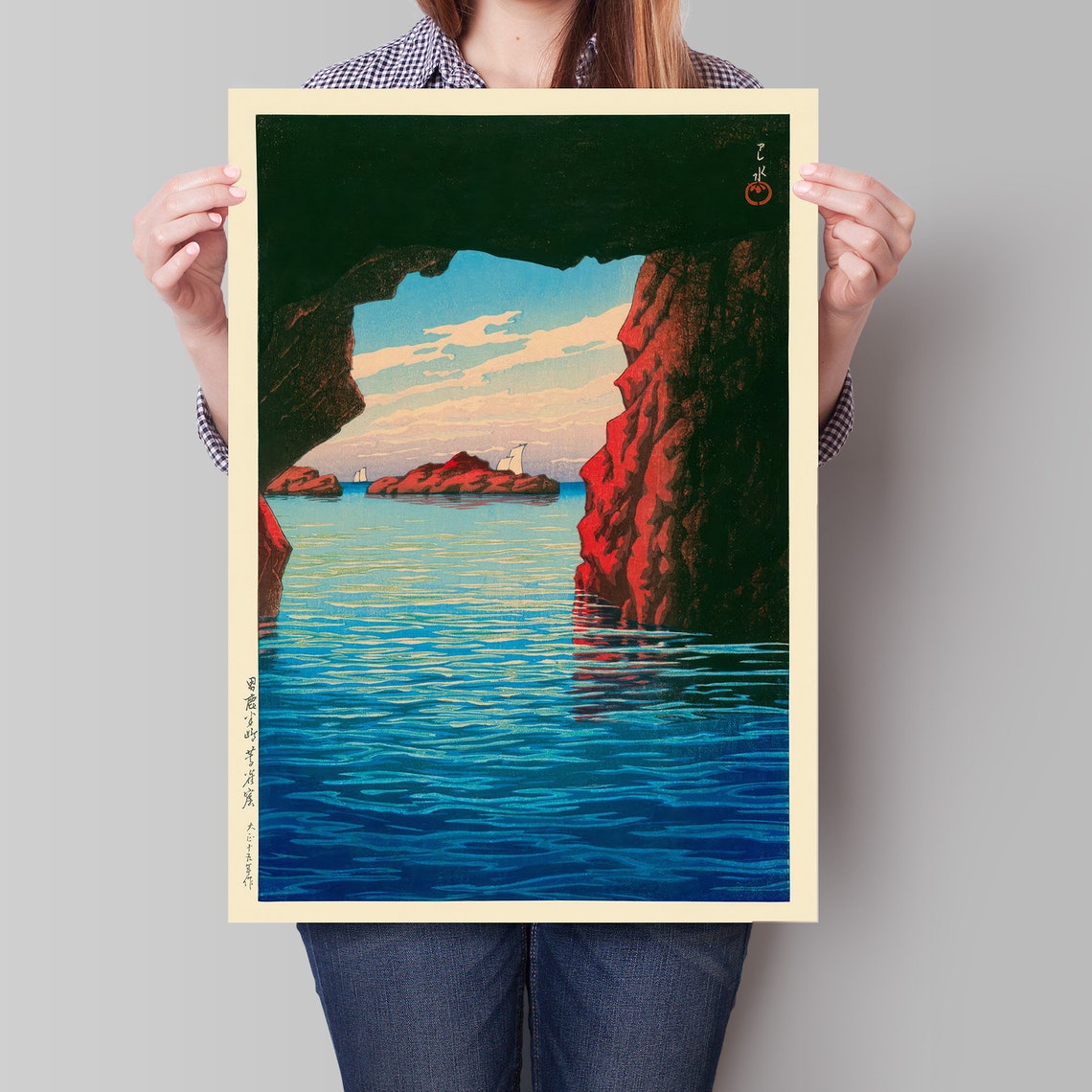 Kawase Hasui Kojaku Cavern Sea Cave Japanese Woodblock Art Poster - Image 4