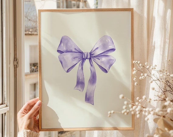 Purple Bow Nursery Print, Coquette Balletcore Poster