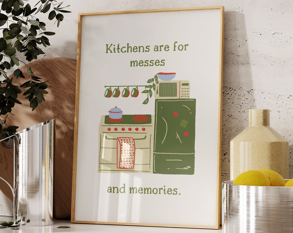 Colorful Kitchen Print Kitchen Quotes Prints Dining Room Decor Retro Foodie Art Trendy Kitchen Decor Cute Kitchen Art
