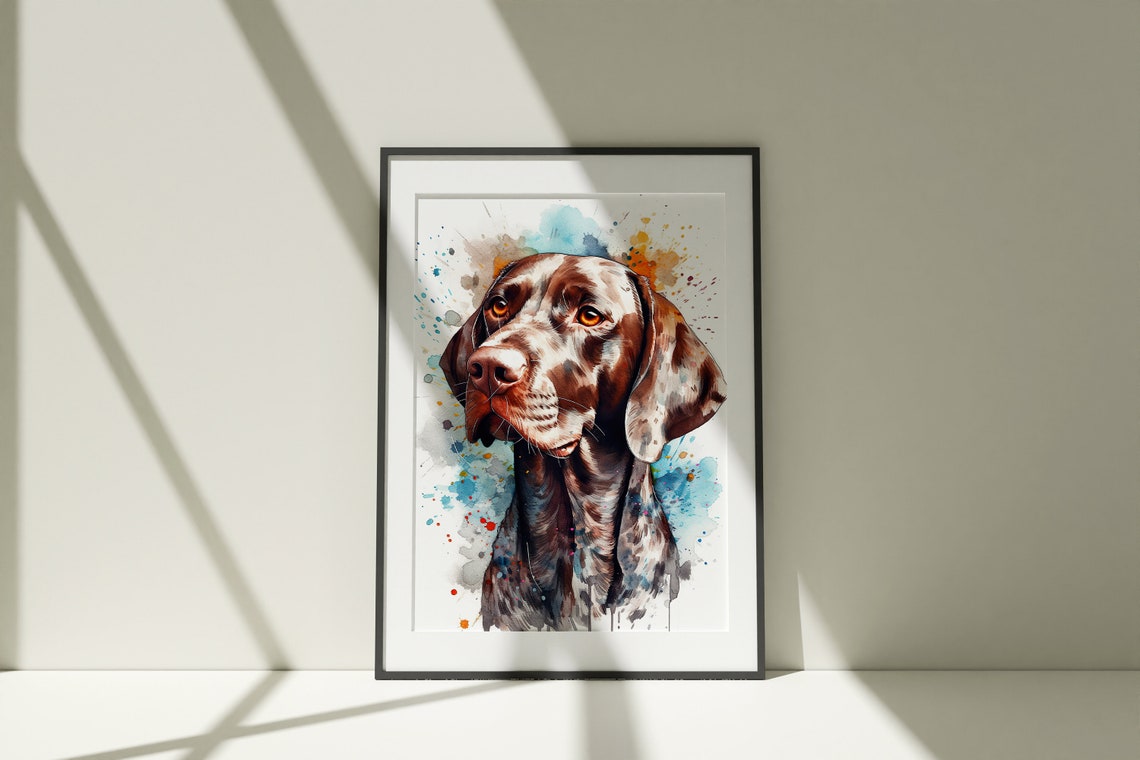 German Shorthaired Pointer Watercolor Sporting Dog Portrait Art Poster - Image 3