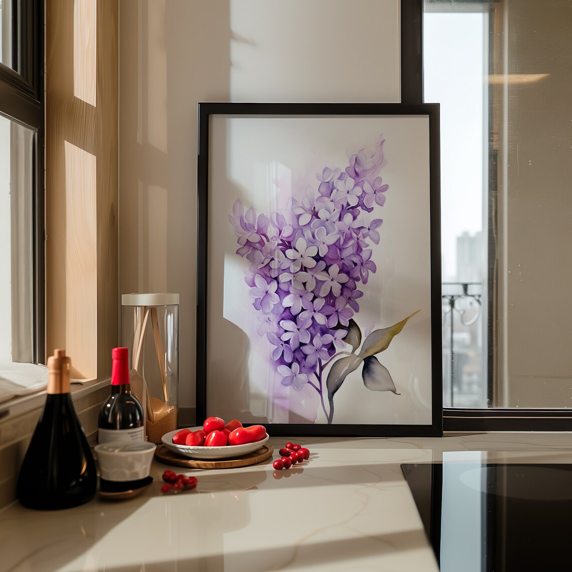 Lilac Watercolor Elegant Purple Bloom Single Branch Minimalist Art Poster - Image 5