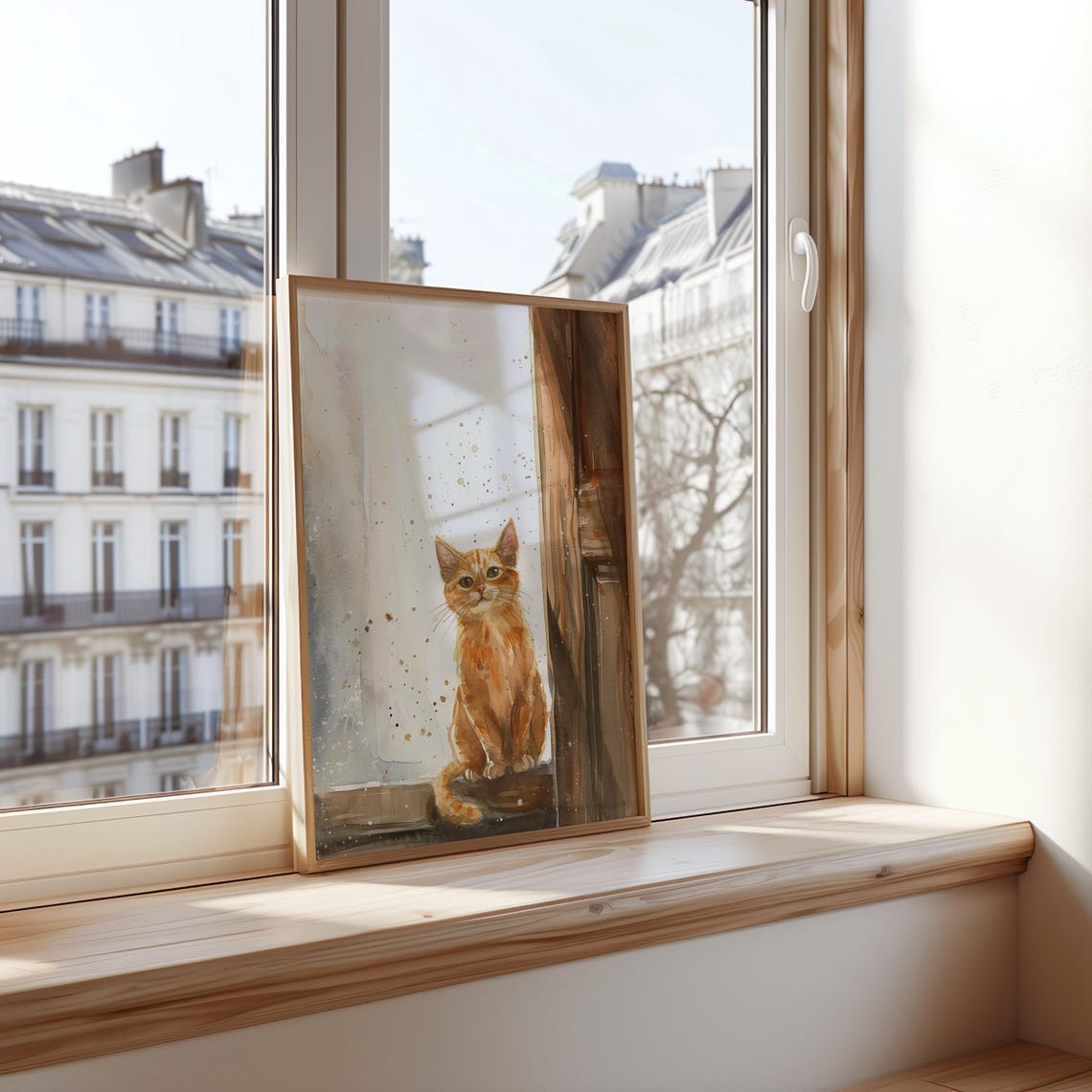 Orange Tabby Kitten Sitting In Sunlight Watercolor Cat Poster - Image 3