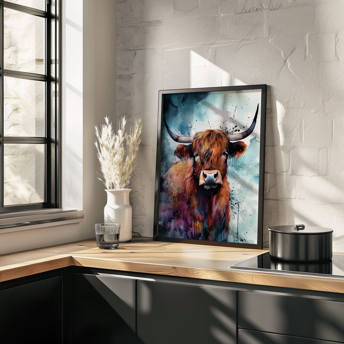 Highland Cow Painting Wall Art Poster Gift Watercolor Colorful Animal Painting Illustration Nature Wall Art Home Decor Print - Image 4