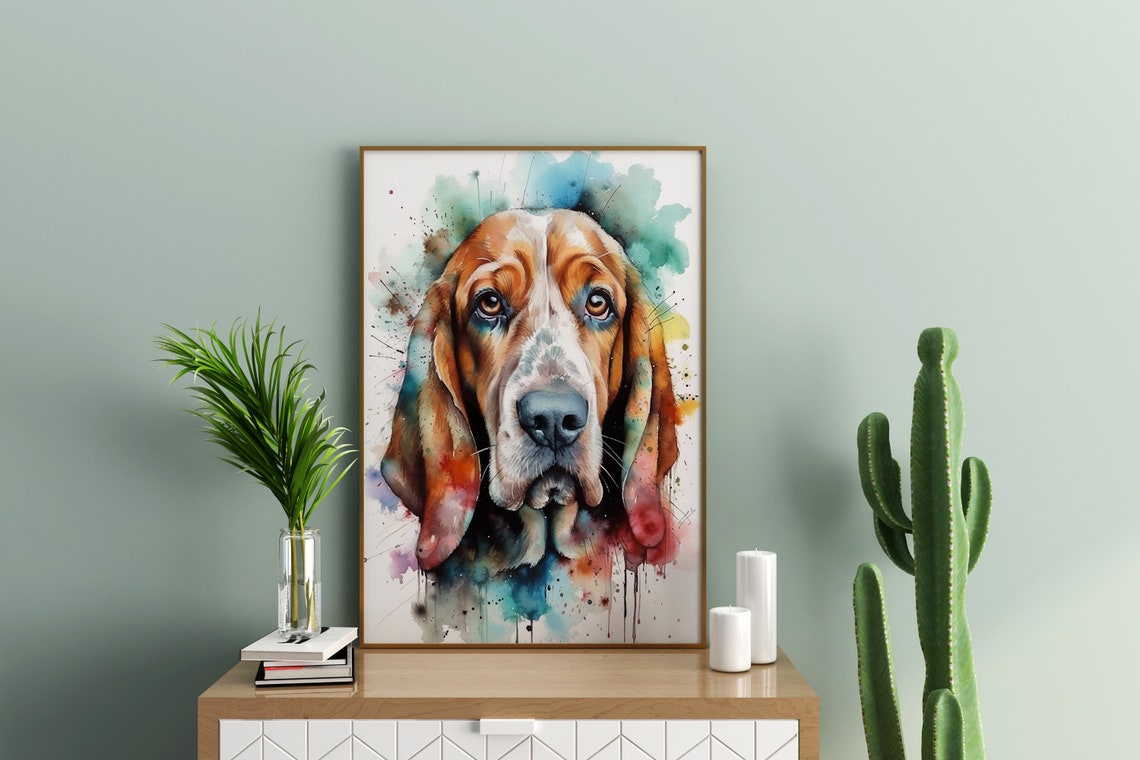 Basset Retriever Dog Painting Wall Art Poster Gift Watercolor Colorful Animal Painting Illustration Nature Wall Art Home Decor - Image 3