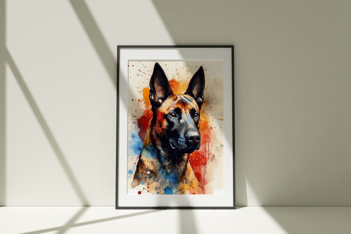 Belgian Malinois Watercolor Dog Portrait Loyal Pet Art Poster - Image 3
