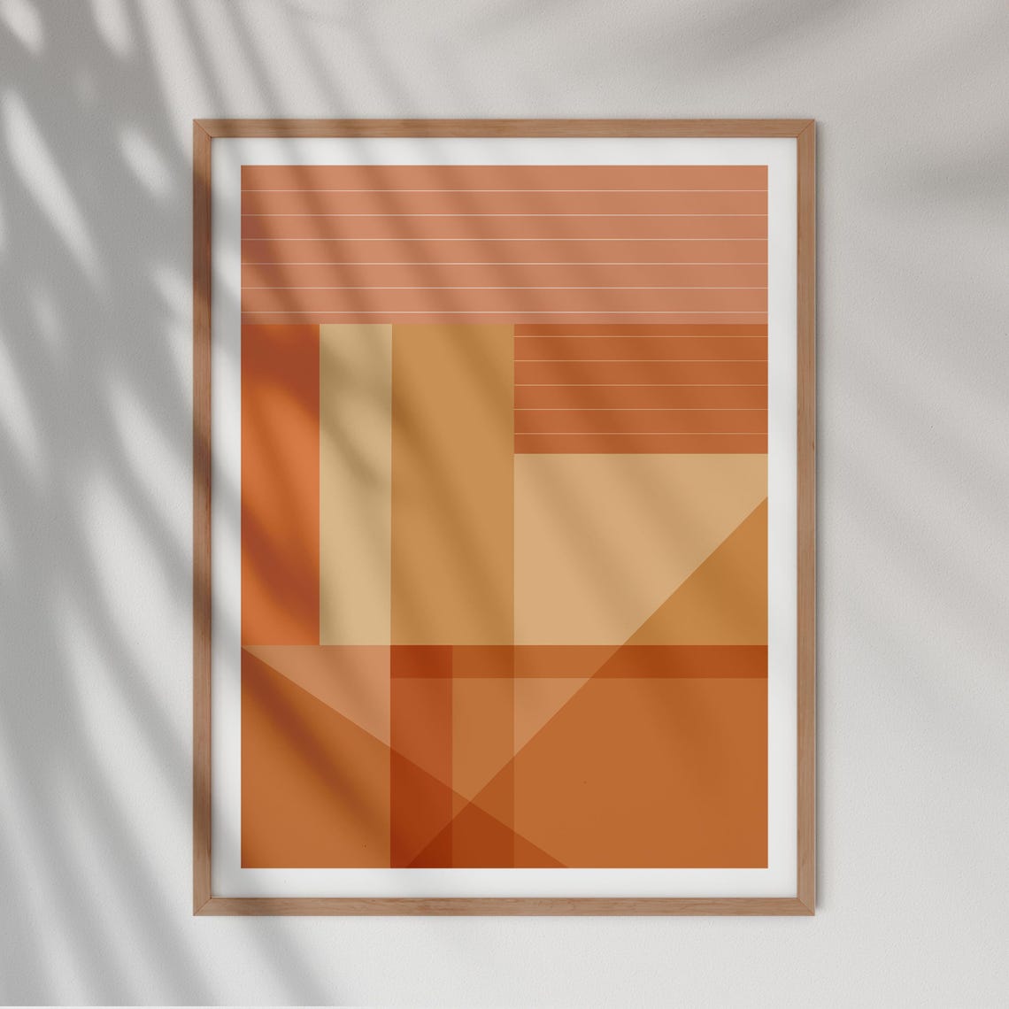 Warm Terracotta Geometric Blocks Mid Century Abstract Poster