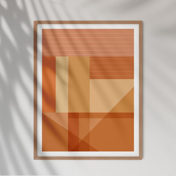 Modern Geometric Abstract Art Print Minimalist Warm Tones Decor Poster For Living Room Contemporary Home