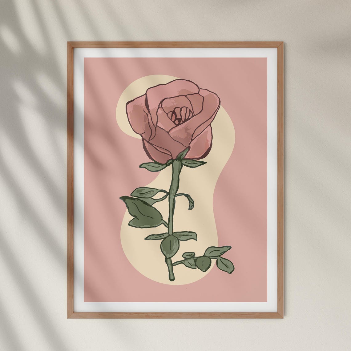 Pastel Rose Boho Flower Art Print, Gift