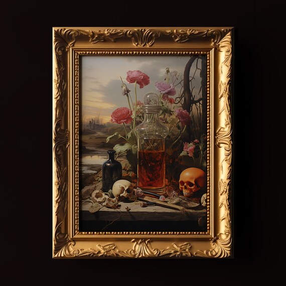 Vanitas Still Life, Whimsy Goth Gothic Art Print