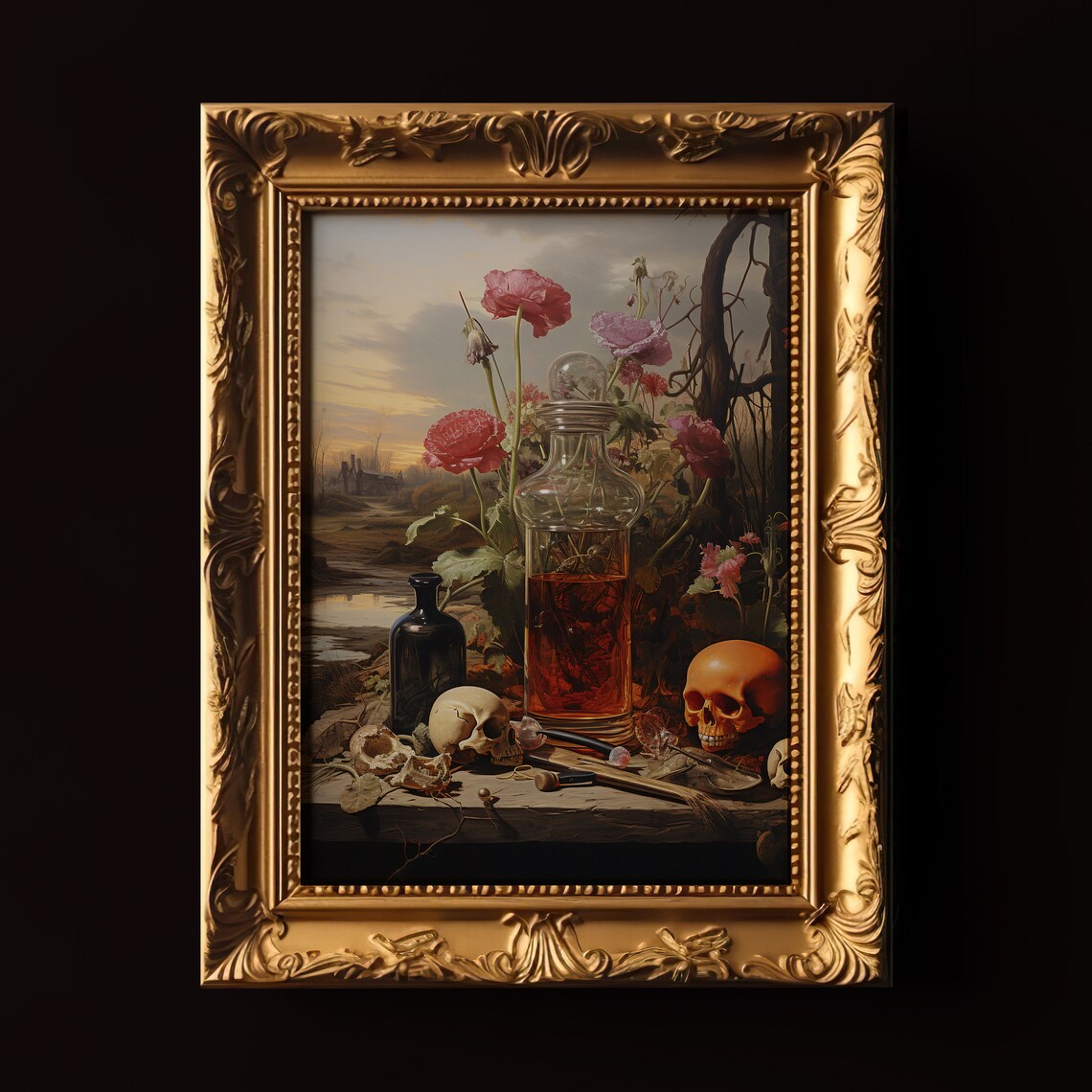 Vanitas Still Life, Whimsy Goth Gothic Art Print