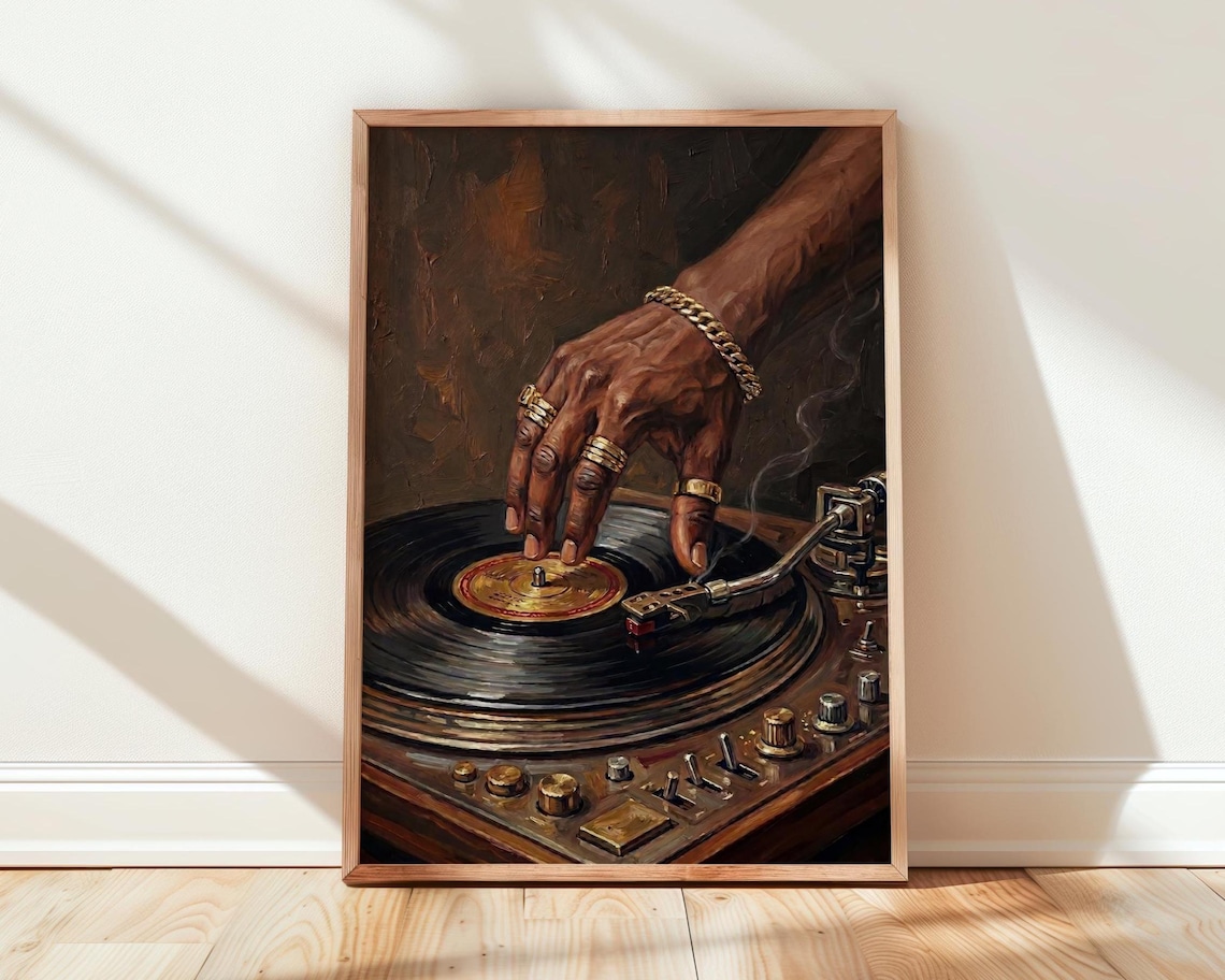 DJ Hand Turntable Art Print, Hip Hop Gift