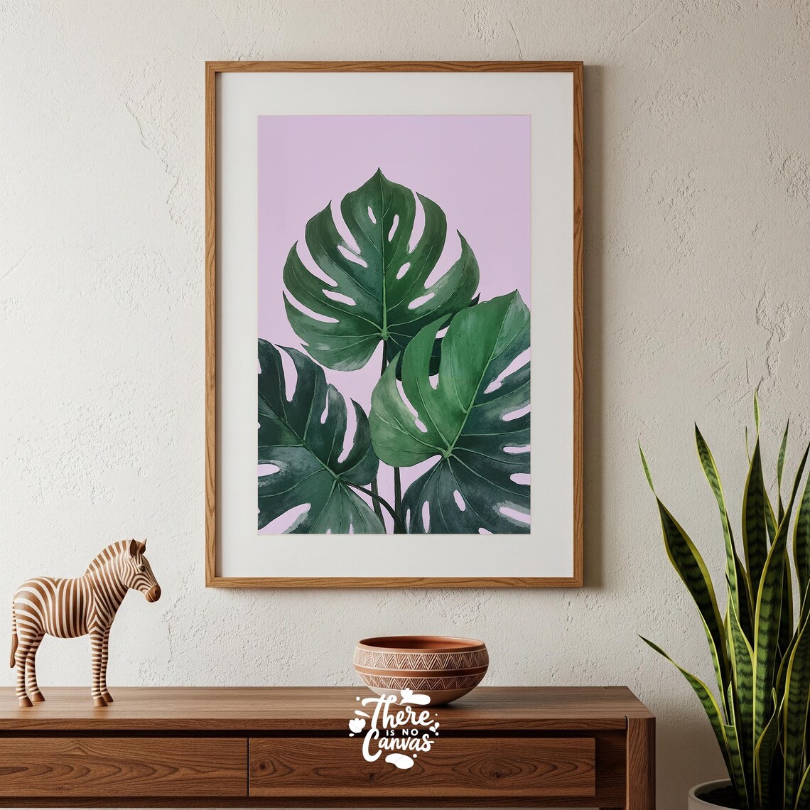 Monstera Leaf Print Lilac Botanical Wall Art