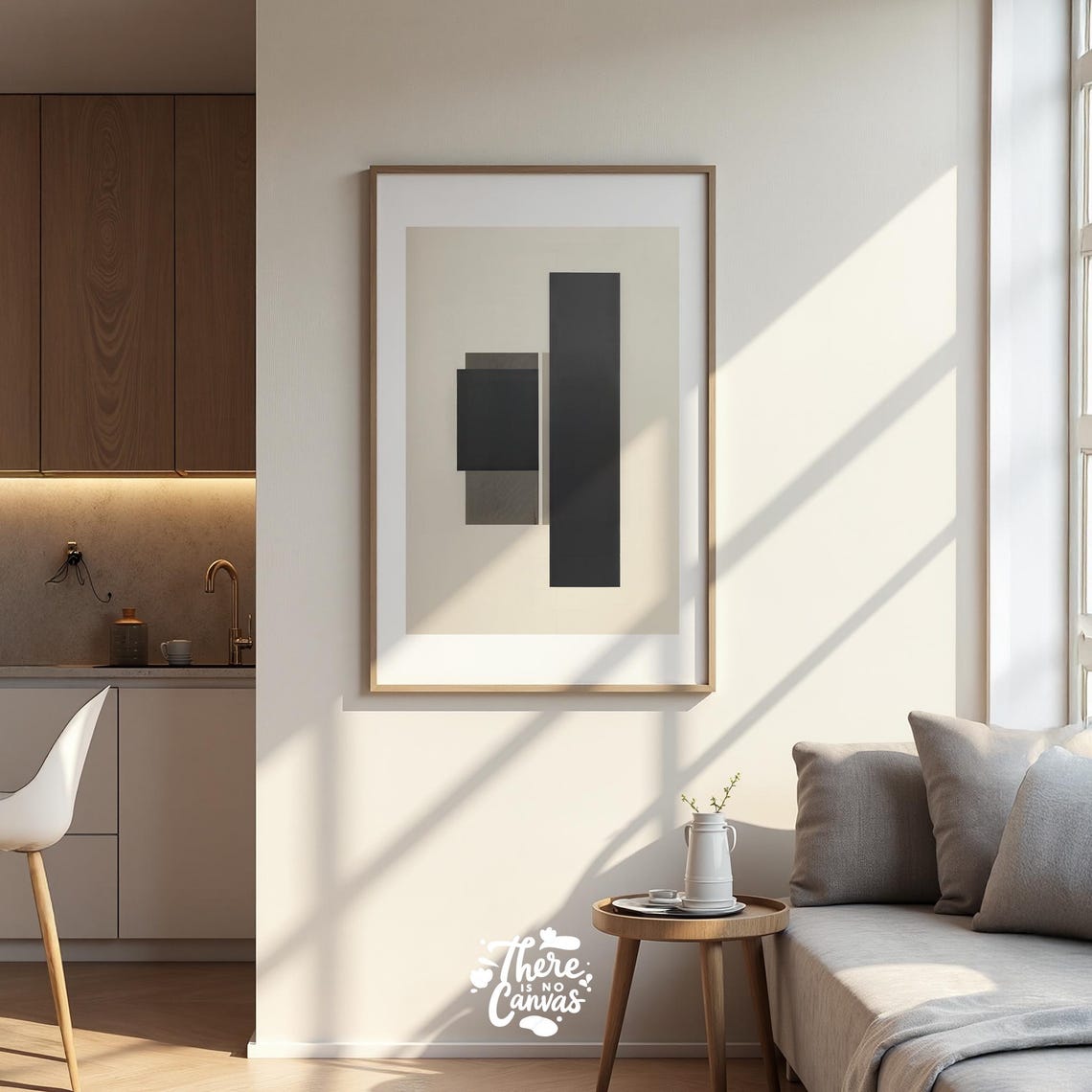 Minimalist Beige Abstract Art Dark Monolith Bars Modern Poster