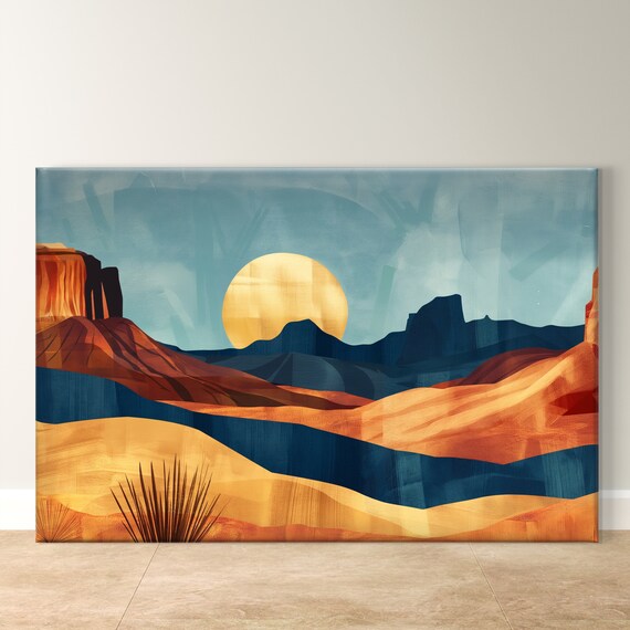Desert Sunset Southwest Landscape, Boho Art Print