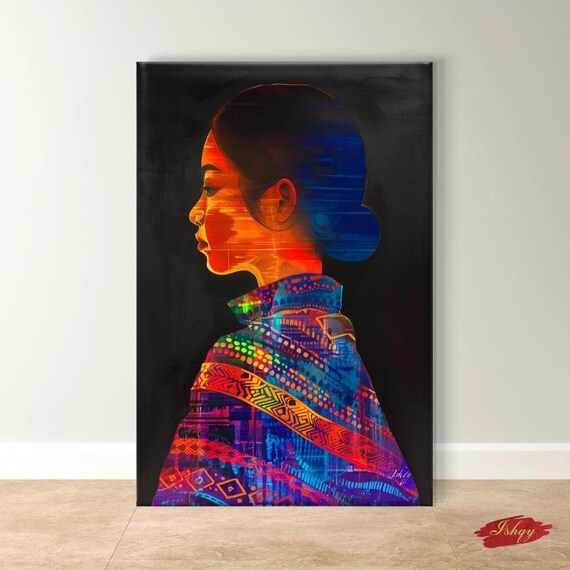 Filipino Woman Art Print Vibrant Tribal Portrait Ethnic Wall Decor Colorful Indigenous Modern Cultural Painting Unique Gift