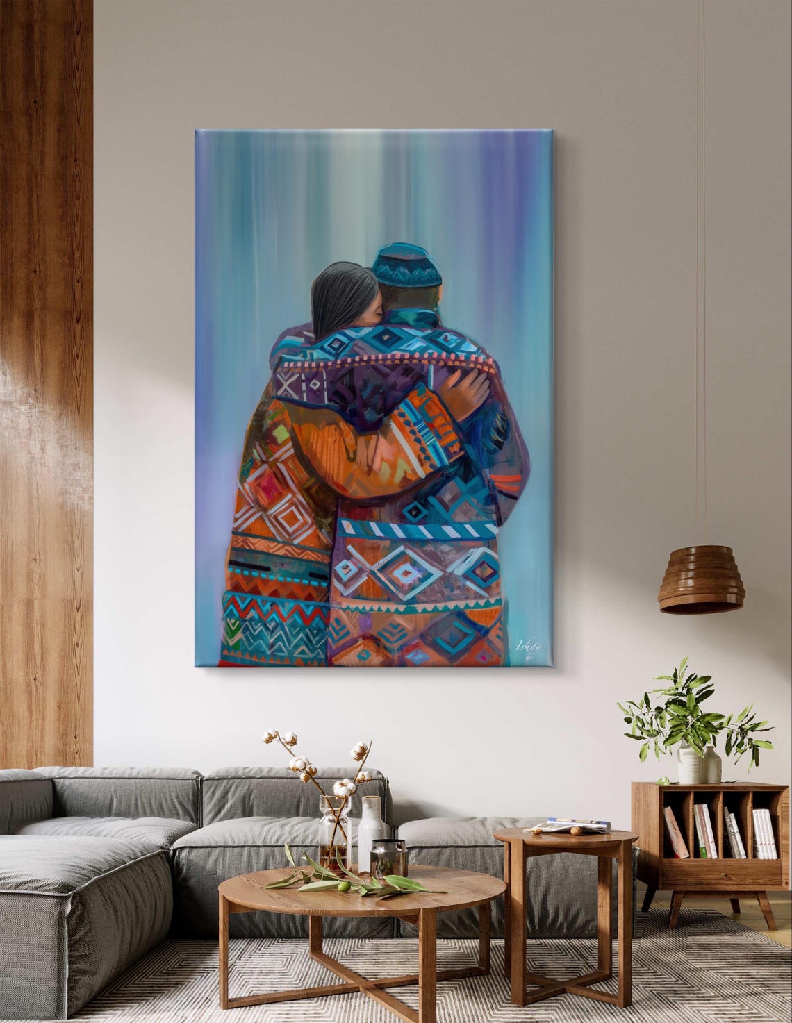 Sami Couple Northern Lights Arctic Winter Embrace Night Poster - Image 6