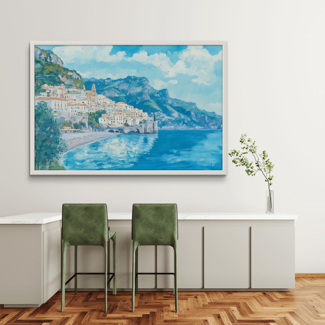 Amalfi Coast Town Cliffsides Turquoise Sea Coastal Italy Poster - Image 3
